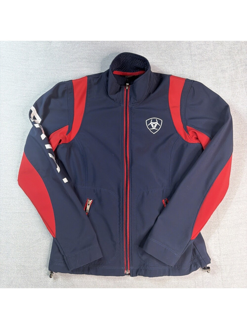 Ariat Women’s Softshell Jacket Small Navy Red Full Zip Western Rodeo